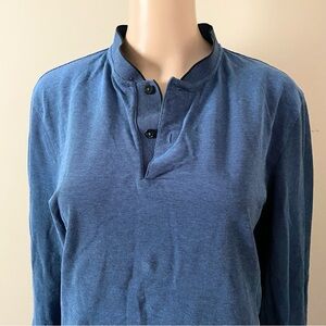 Hugo Boss Henley Blue Long Sleeve polo shirt, size large